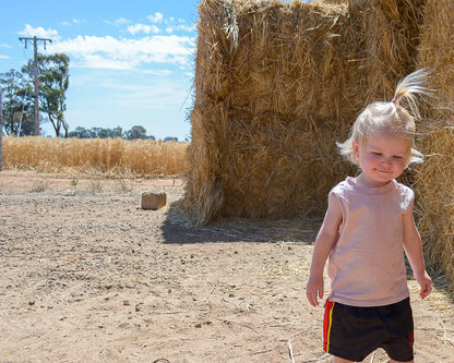 Kids Muttaburra Footy Shorts - Black Aus Wild Clothing Co