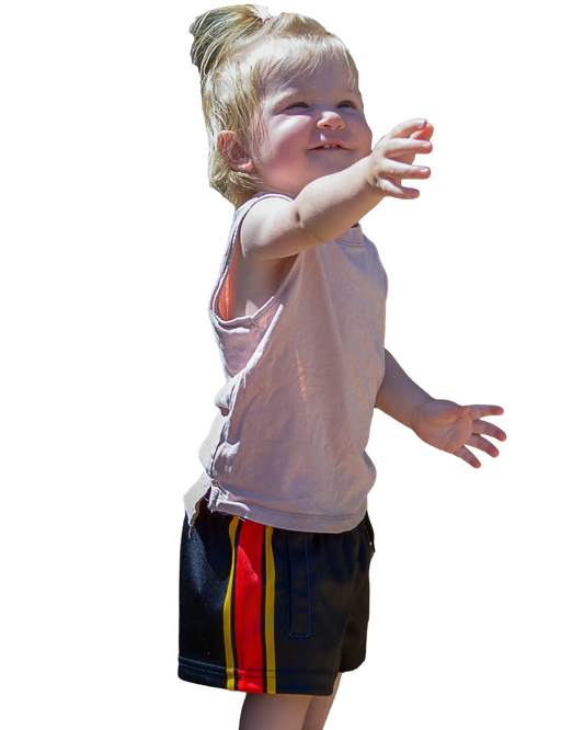 Kids Muttaburra Footy Shorts - Black Aus Wild Clothing Co