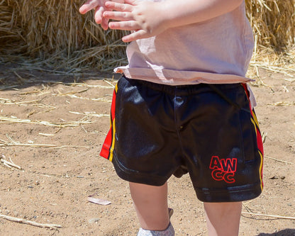 Kids Muttaburra Footy Shorts - Black Aus Wild Clothing Co