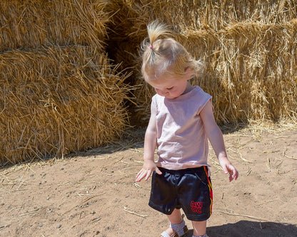 Kids Muttaburra Footy Shorts - Black Aus Wild Clothing Co