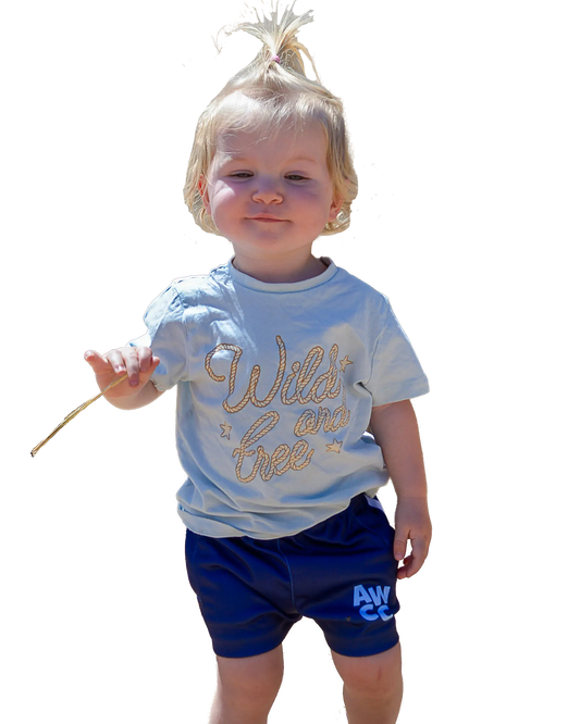 Kids Muttaburra Footy Shorts - Blue Aus Wild Clothing Co