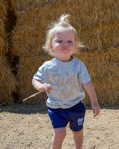 Kids Muttaburra Footy Shorts - Blue Aus Wild Clothing Co
