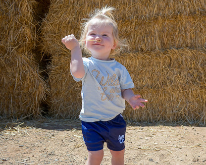 Kids Muttaburra Footy Shorts - Blue Aus Wild Clothing Co