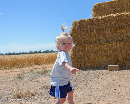 Kids Muttaburra Footy Shorts - Blue Aus Wild Clothing Co
