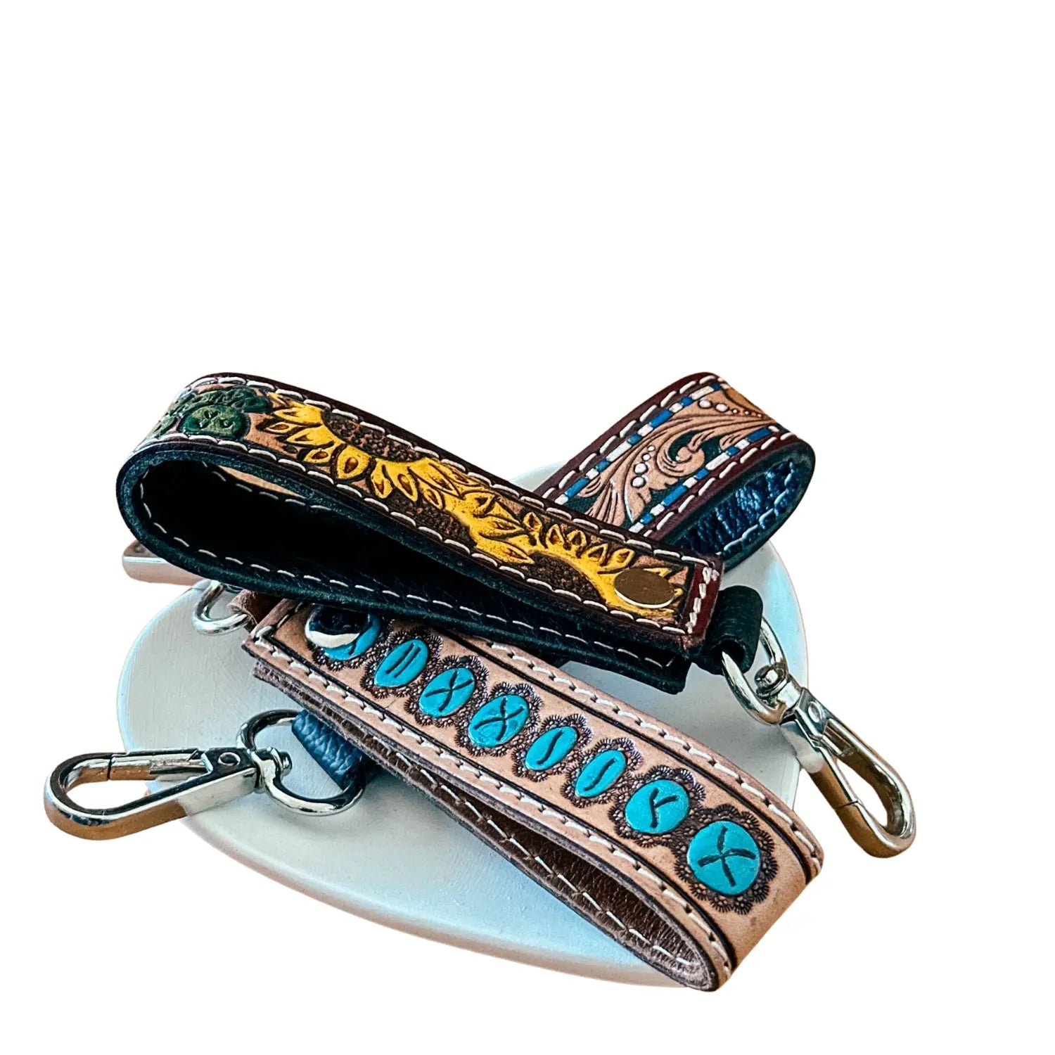 Leather Tooled Keyrings - Small Aus Wild Clothing Co