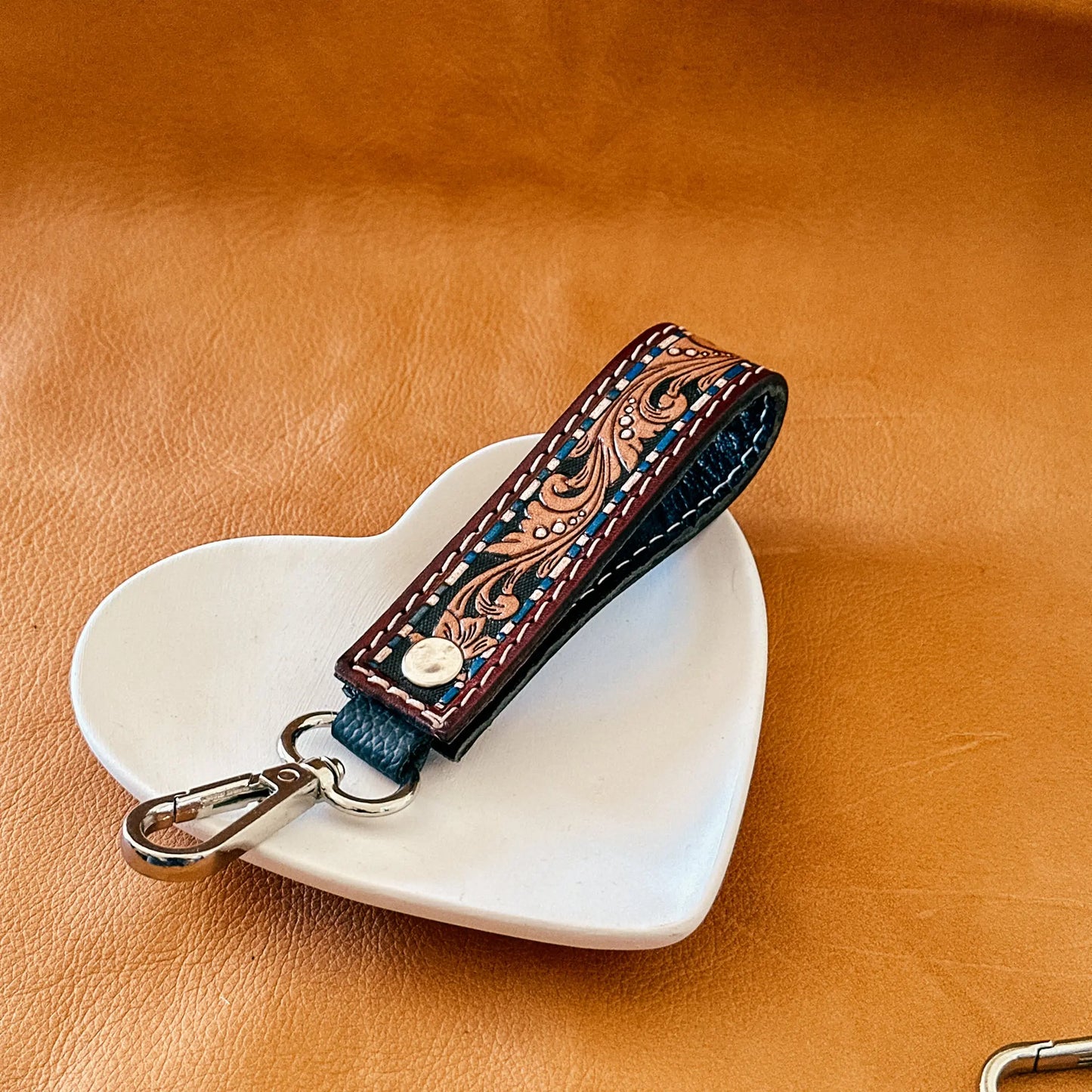 Leather Tooled Keyrings - Small Aus Wild Clothing Co