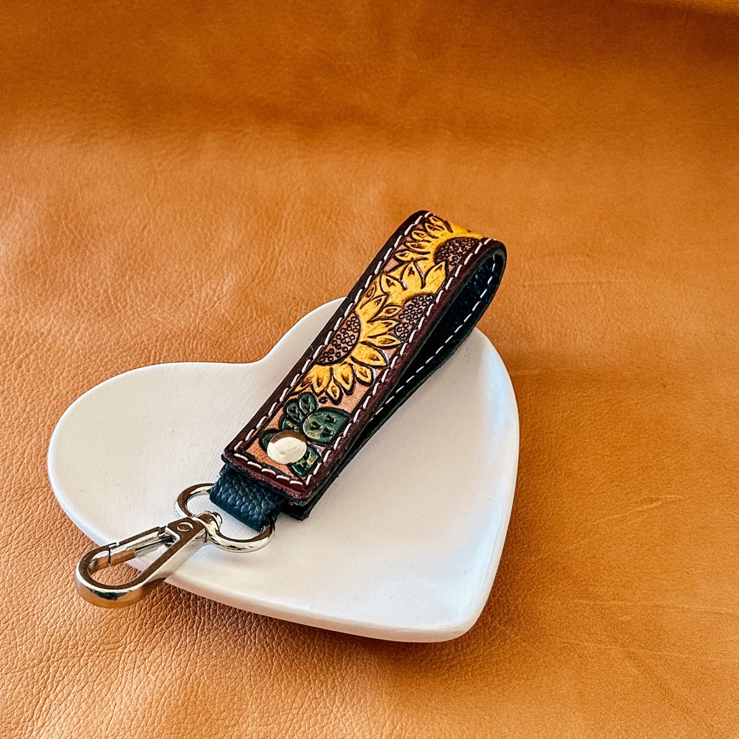 Leather Tooled Keyrings - Small Aus Wild Clothing Co