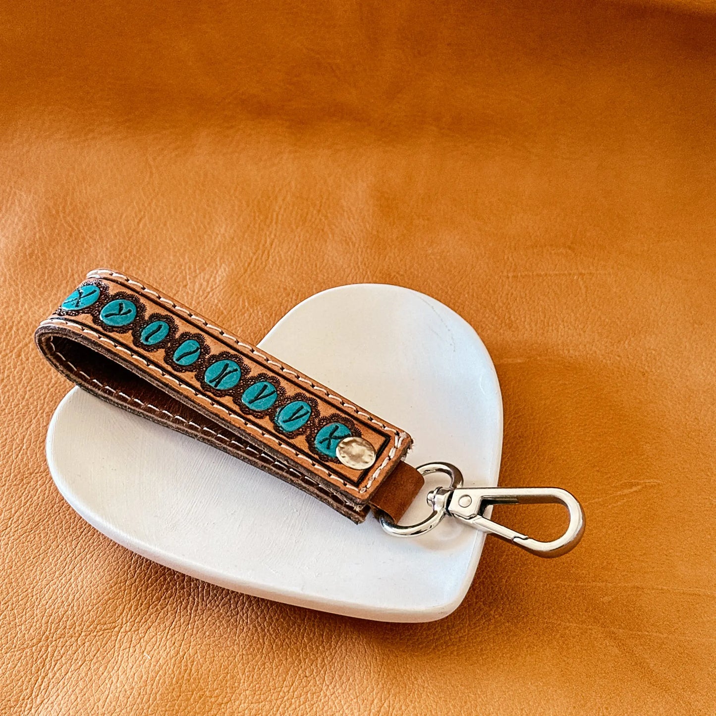 Leather Tooled Keyrings - Small Aus Wild Clothing Co