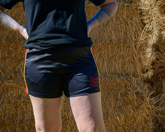 Muttaburra Footy Shorts - Black Aus Wild Clothing Co