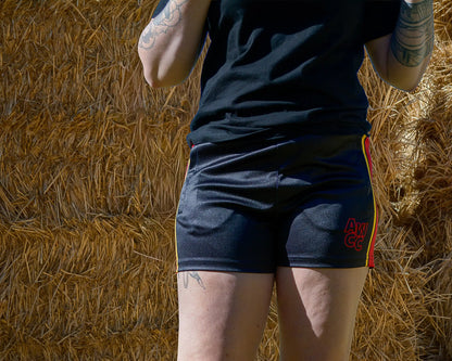 Muttaburra Footy Shorts - Black Aus Wild Clothing Co