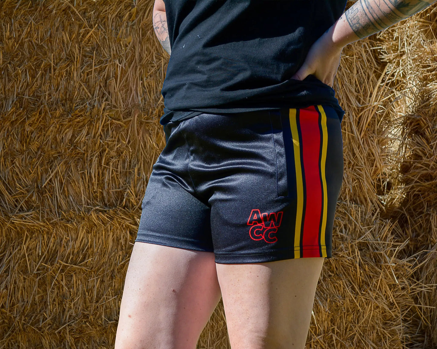 Muttaburra Footy Shorts - Black Aus Wild Clothing Co