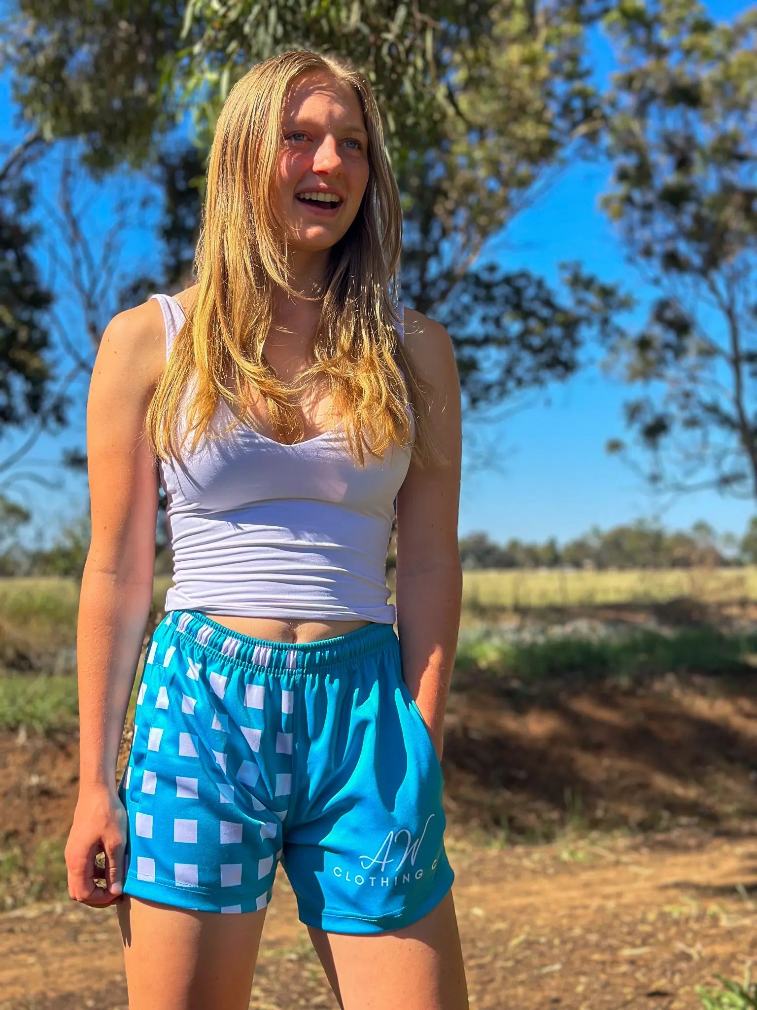 Palmerston Footy Shorts - Turquoise Aus Wild Clothing Co