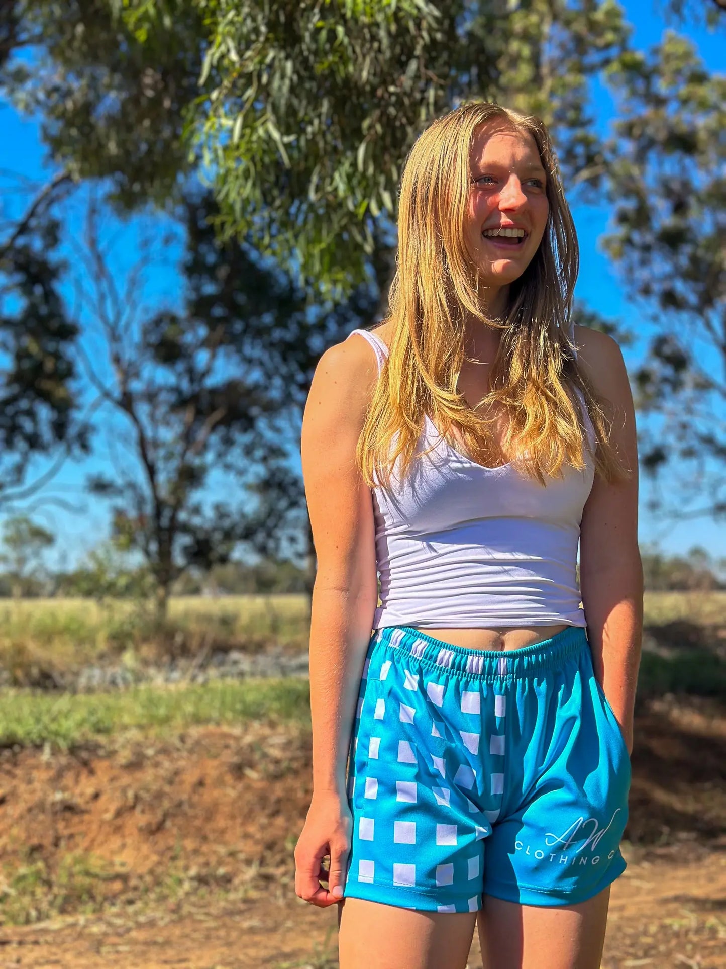 Palmerston Footy Shorts - Turquoise Aus Wild Clothing Co