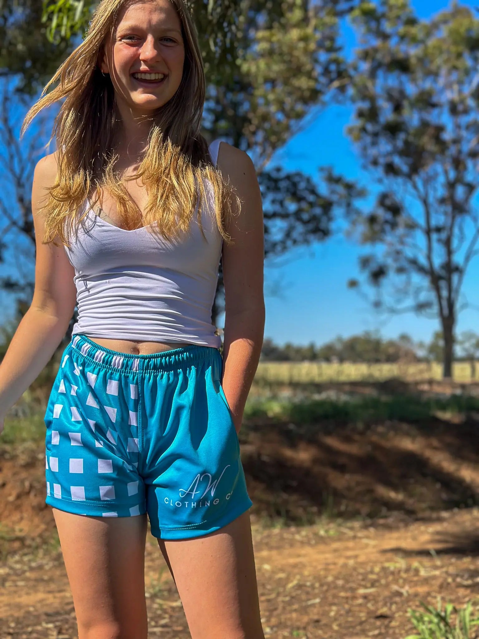 Palmerston Footy Shorts - Turquoise Aus Wild Clothing Co