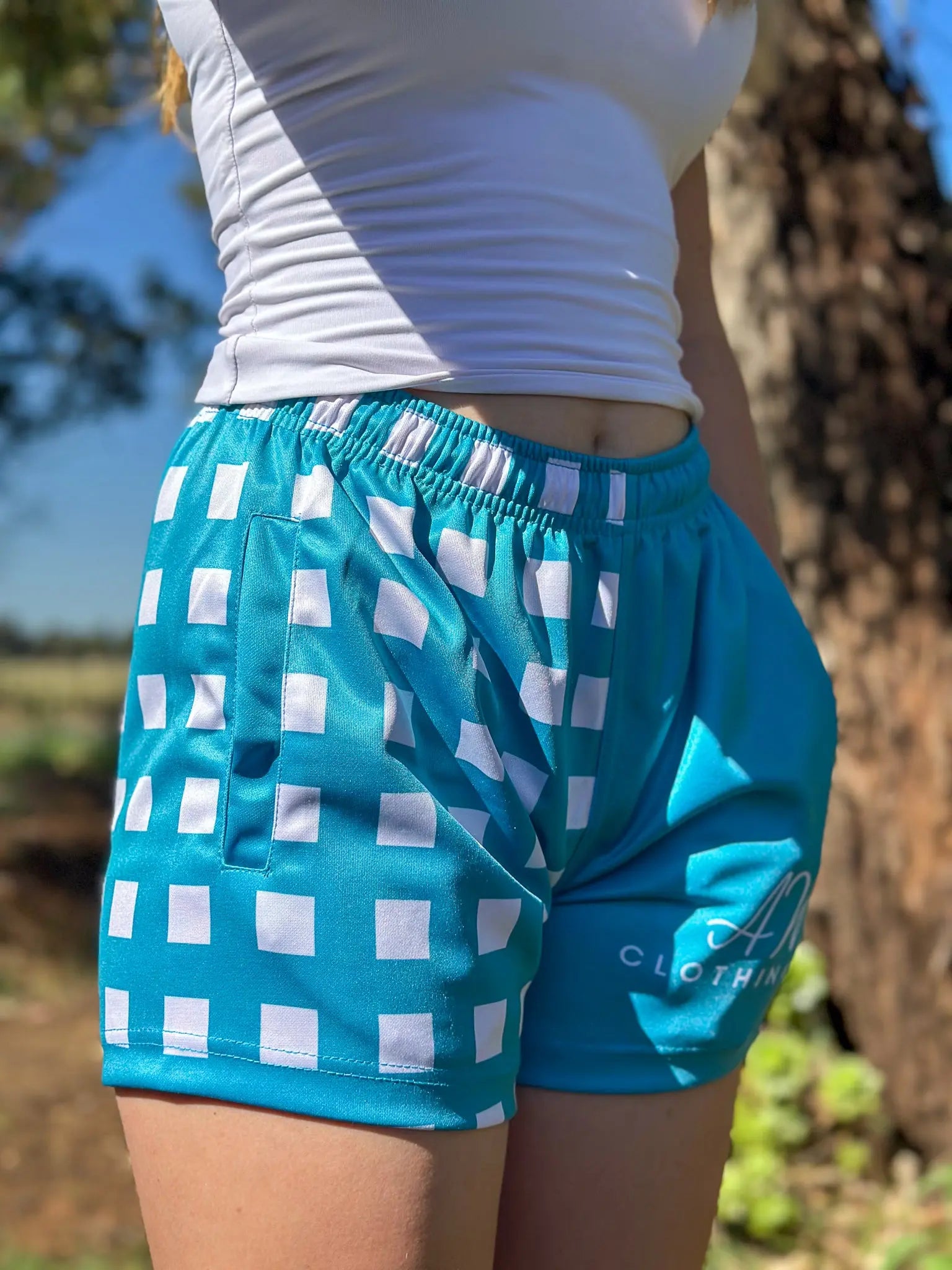 Palmerston Footy Shorts - Turquoise Aus Wild Clothing Co