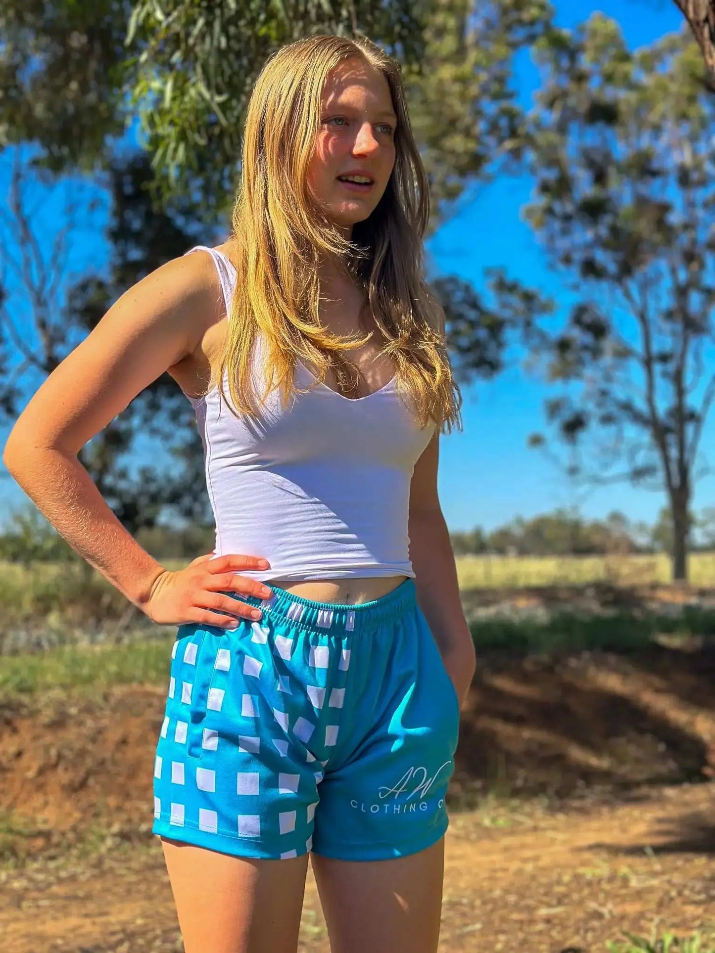 Palmerston Footy Shorts - Turquoise Aus Wild Clothing Co