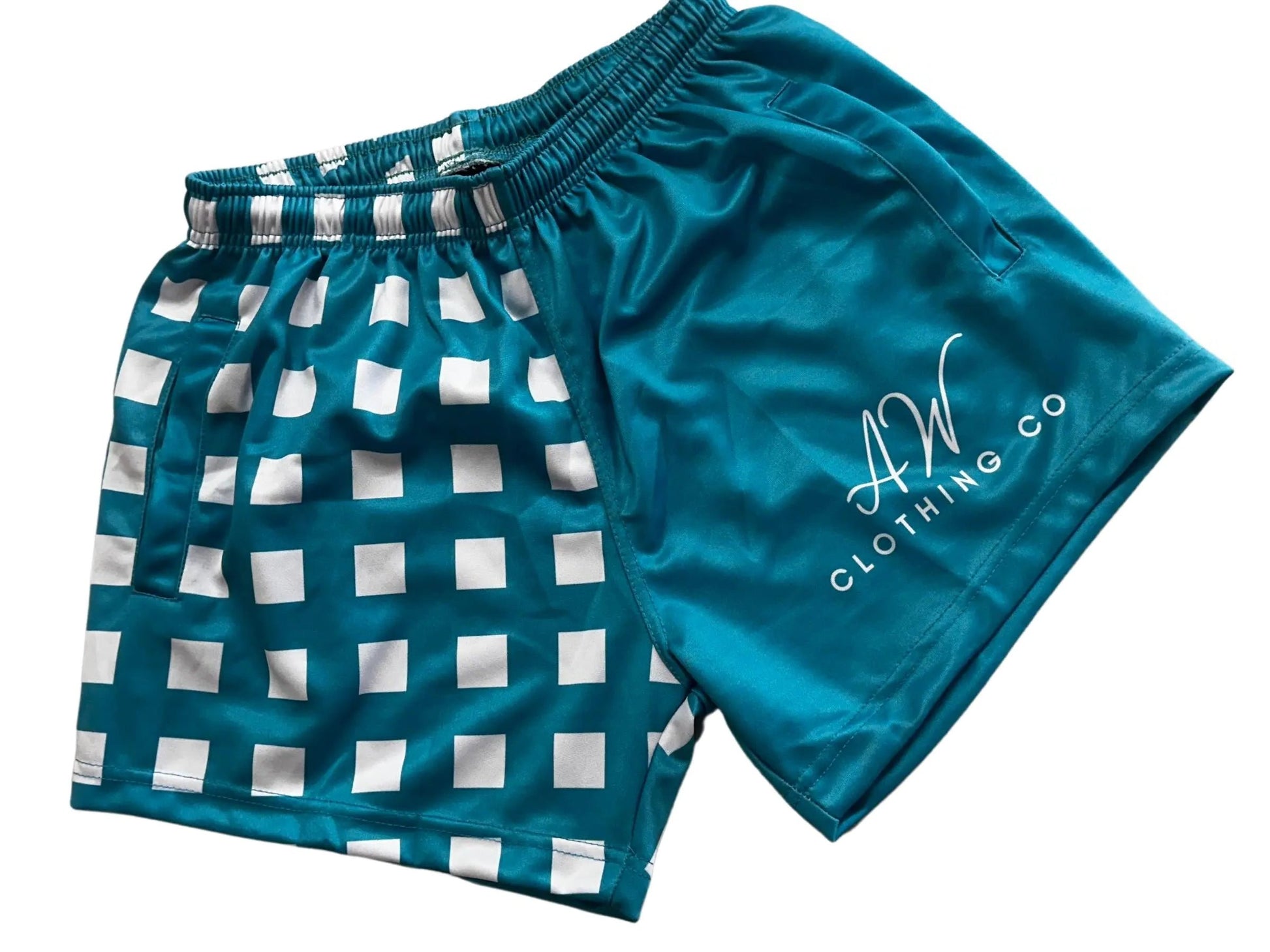 Palmerston Kids Footy Shorts - Turquoise Aus Wild Clothing Co