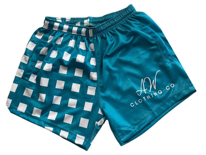 Palmerston Kids Footy Shorts - Turquoise Aus Wild Clothing Co