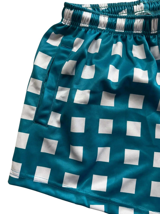 Palmerston Kids Footy Shorts - Turquoise Aus Wild Clothing Co