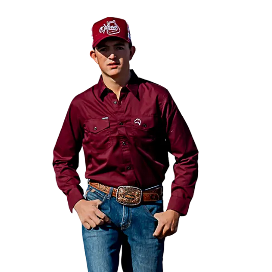 Penong Work Shirt - Burgundy Aus Wild Clothing Co