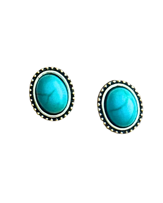 Plated Turquoise Stud Earrings by Aus Wild Clothing Co