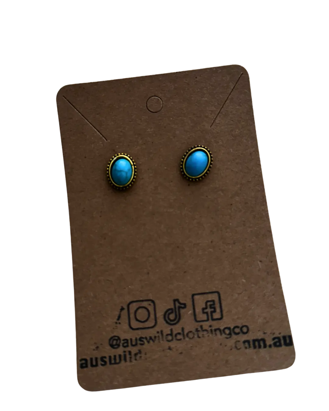 Plated Turquoise Stud Earrings by Aus Wild Clothing Co