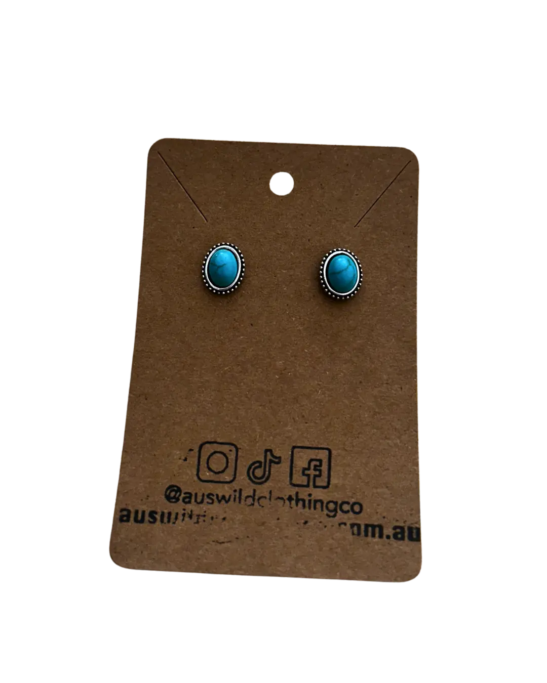Plated Turquoise Stud Earrings by Aus Wild Clothing Co
