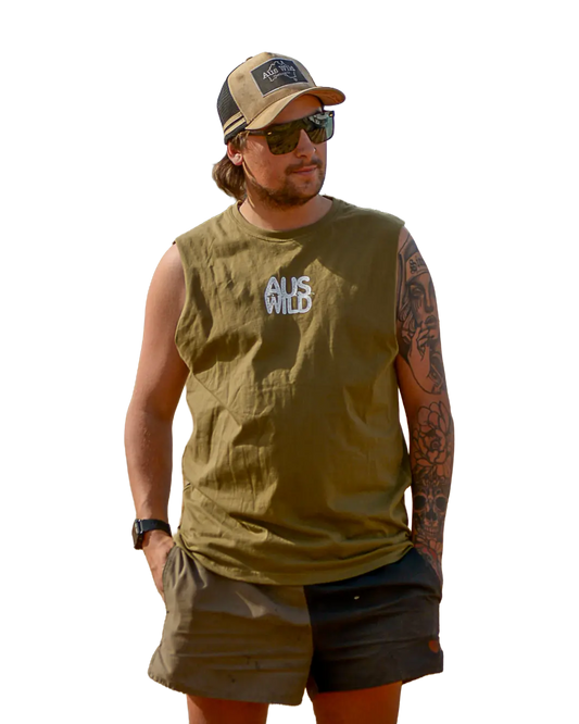 Purnululu Tank - Army Green Aus Wild Clothing Co
