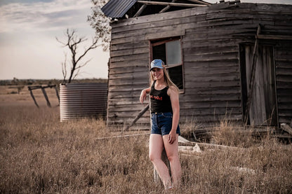 Redcliffe Womens Singlet - Black Aus Wild Clothing Co