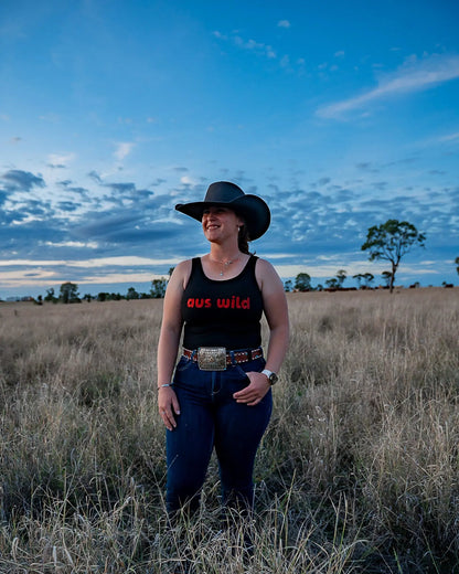 Redcliffe Womens Singlet - Black Aus Wild Clothing Co