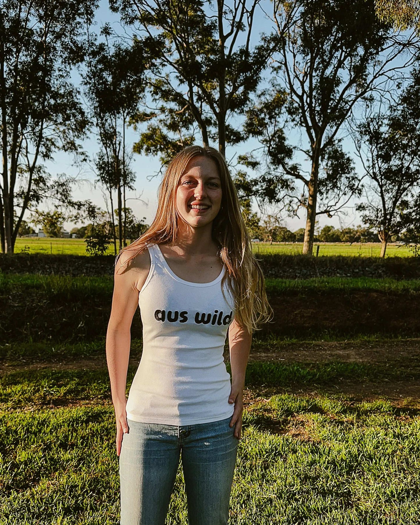Redcliffe Womens Singlet - White Aus Wild Clothing Co