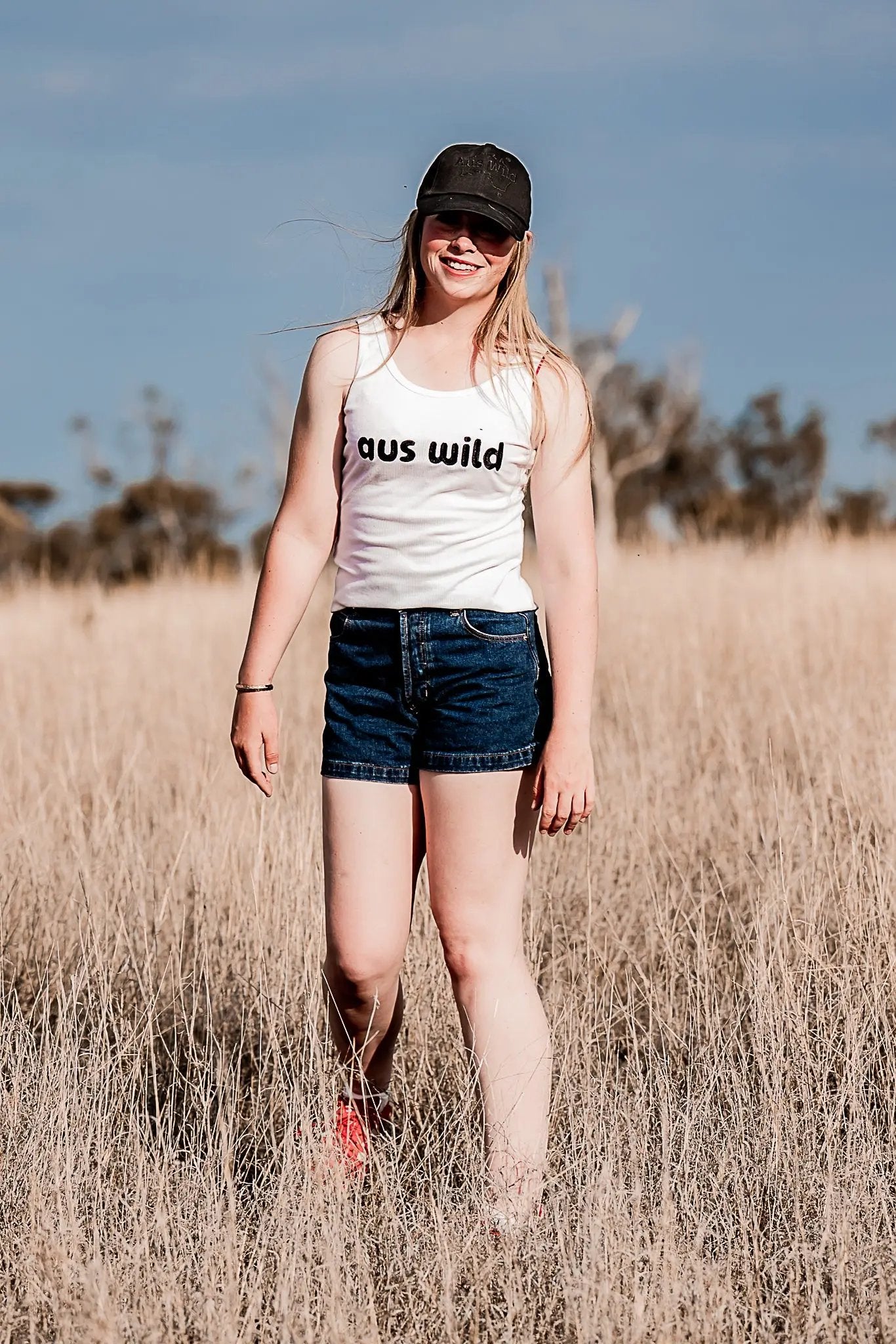 Redcliffe Womens Singlet - White Aus Wild Clothing Co