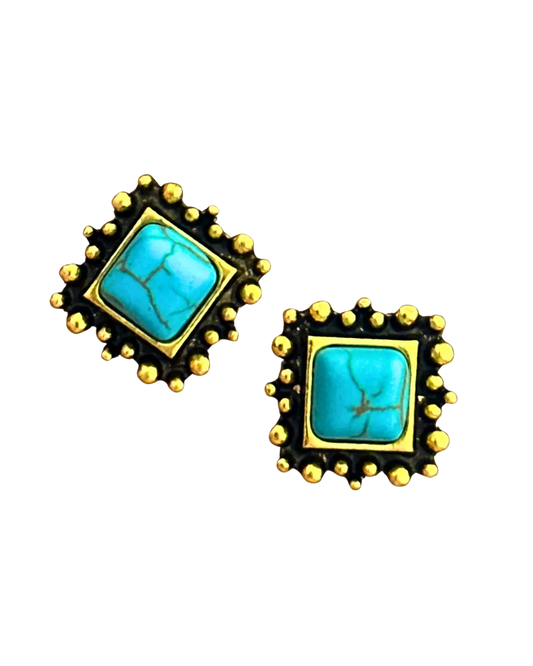 Square Plated Stud Earrings by Aus Wild Clothing Co
