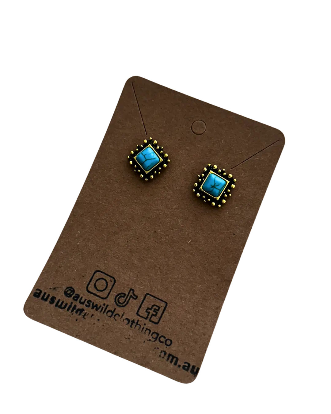 Square Plated Stud Earrings by Aus Wild Clothing Co