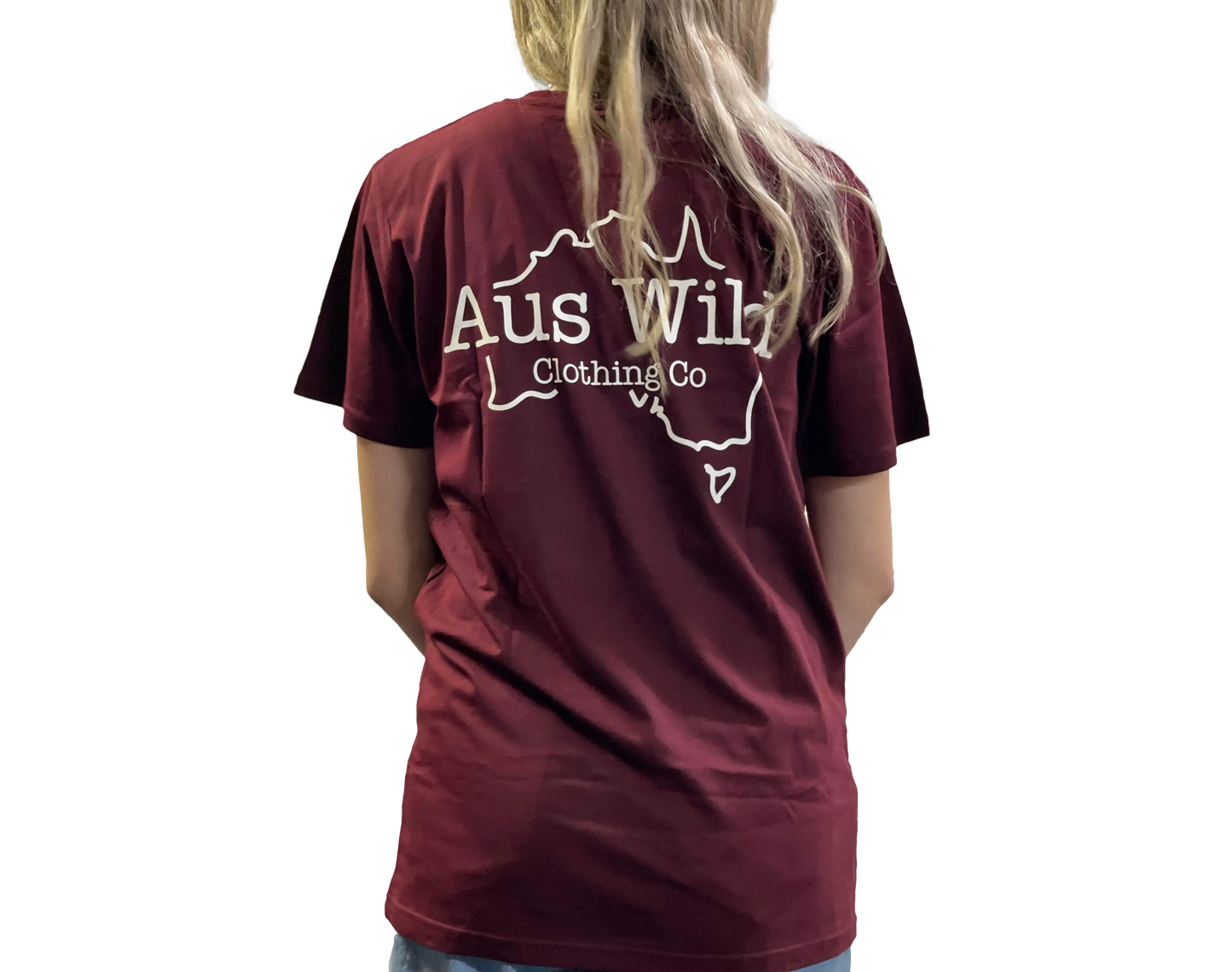 Straya Tee - Burgundy Aus Wild Clothing Co