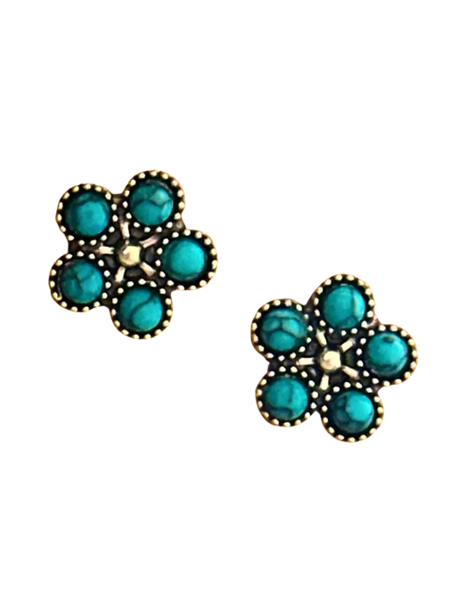 Turquoise Flower Studs Aus Wild Clothing Co