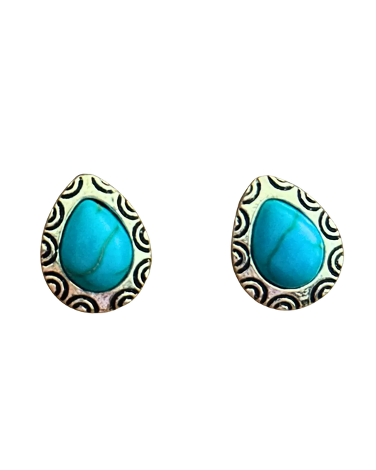 Turquoise Teardrop Stud Earrings by Aus Wild Clothing Co