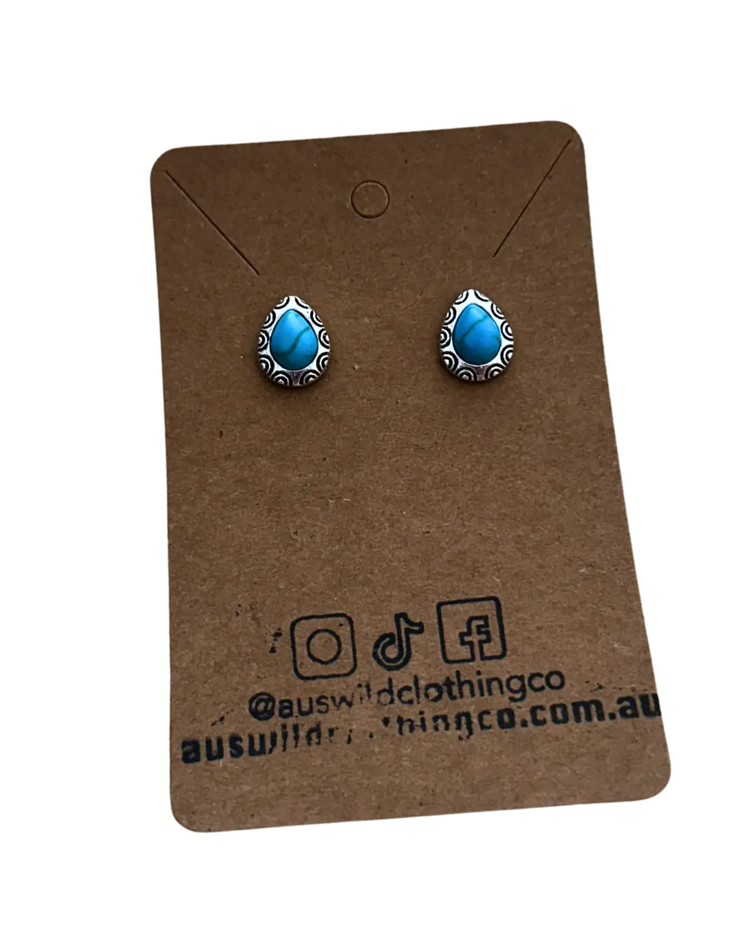 Turquoise Teardrop Stud Earrings by Aus Wild Clothing Co