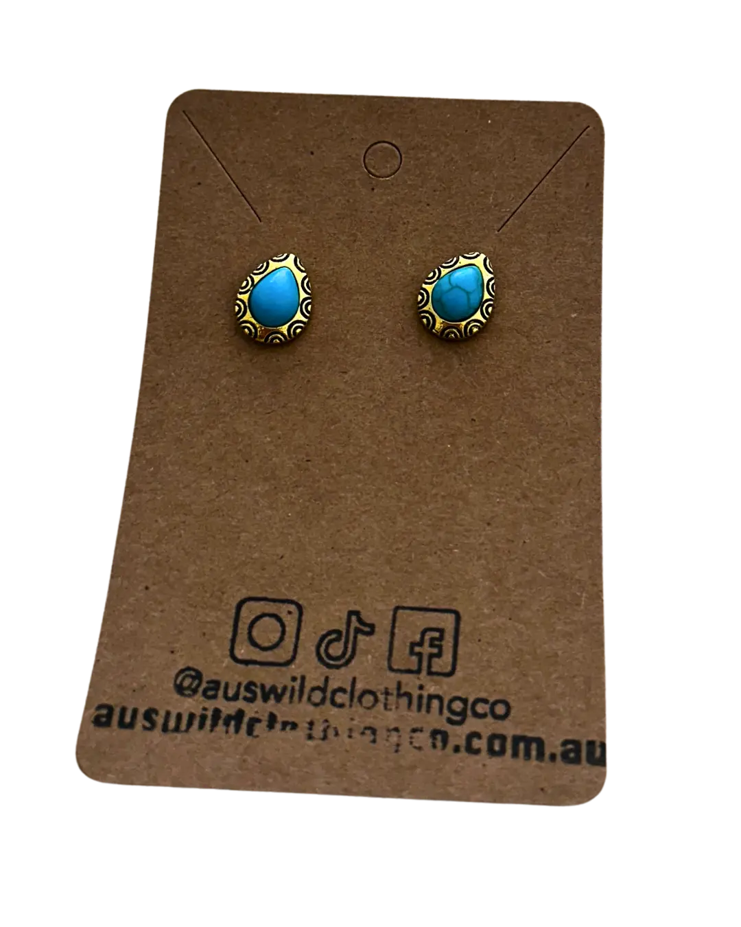Turquoise Teardrop Stud Earrings by Aus Wild Clothing Co