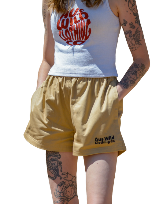 Walgett Rugger Shorts - Beige Aus Wild Clothing Co