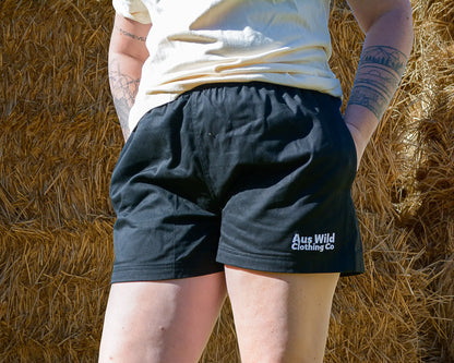 Walgett Rugger Shorts - Black Aus Wild Clothing Co