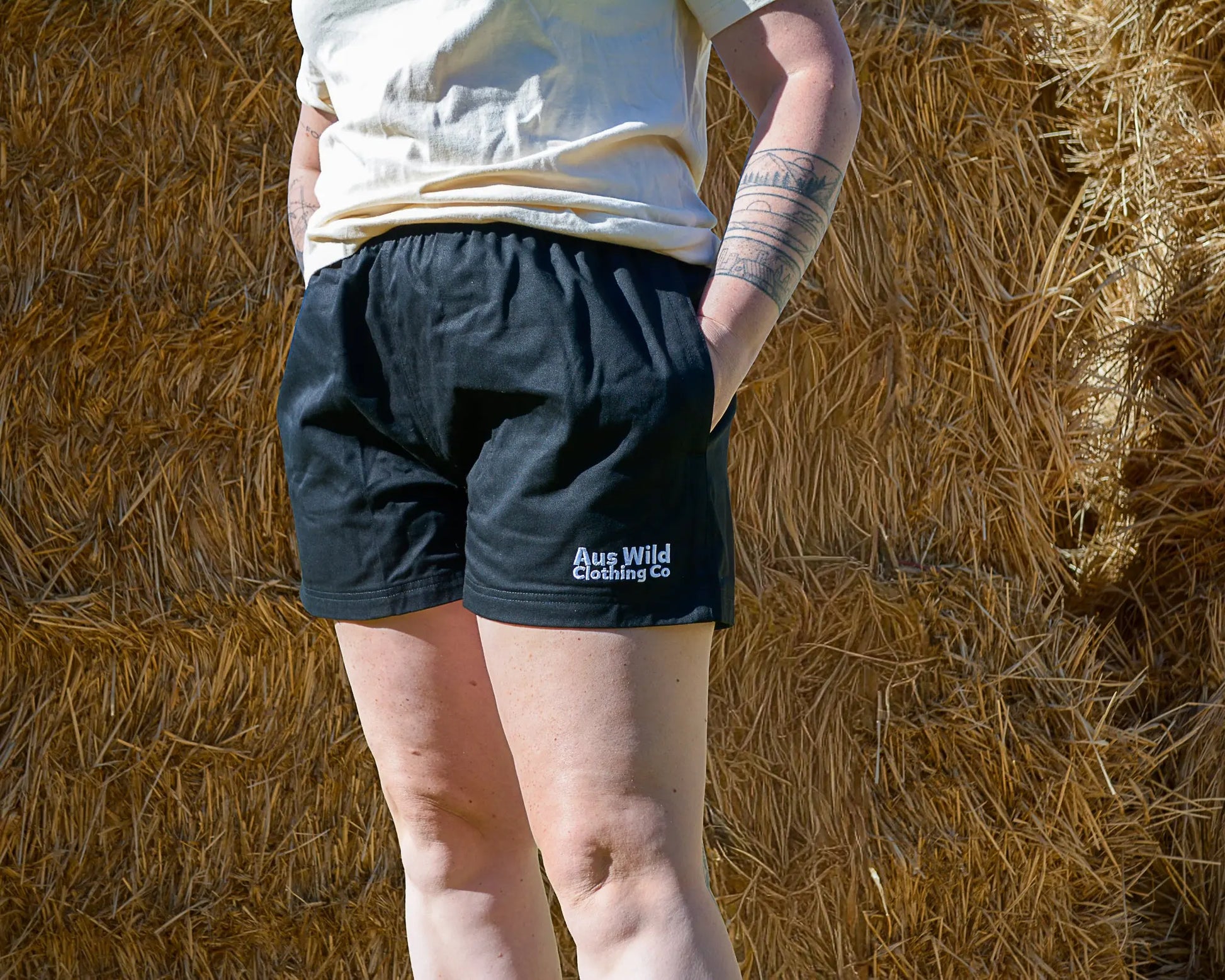 Walgett Rugger Shorts - Black Aus Wild Clothing Co