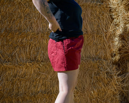 Walgett Rugger Shorts - Burgundy Aus Wild Clothing Co