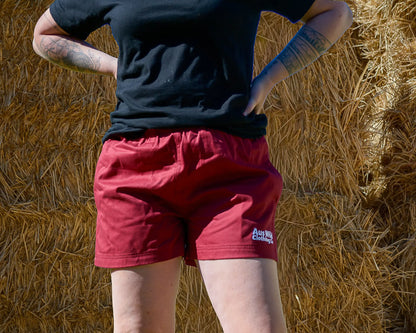 Walgett Rugger Shorts - Burgundy Aus Wild Clothing Co