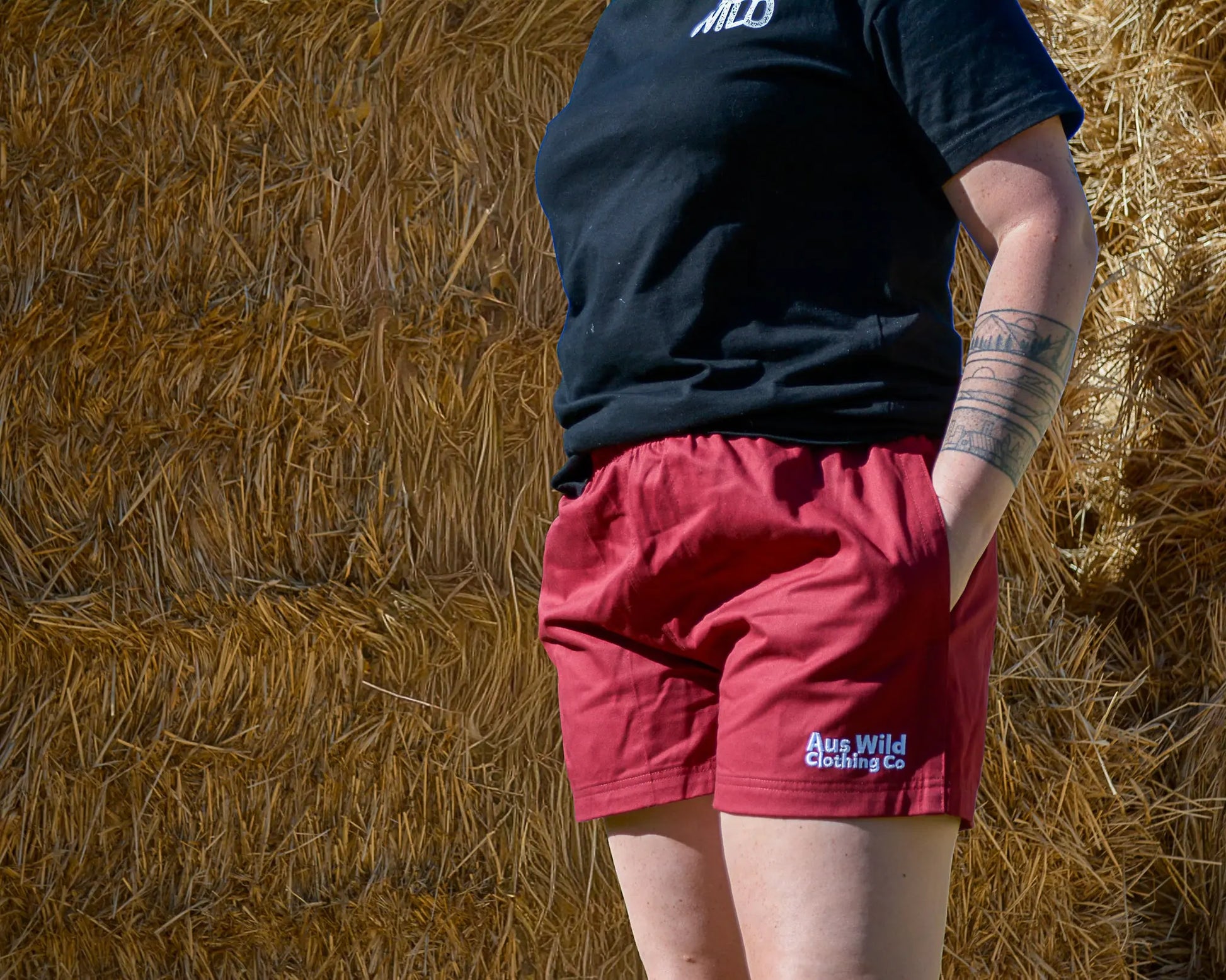 Walgett Rugger Shorts - Burgundy Aus Wild Clothing Co
