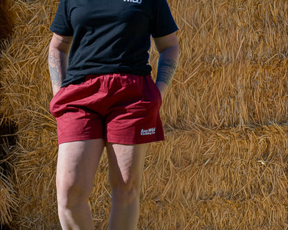 Walgett Rugger Shorts - Burgundy Aus Wild Clothing Co