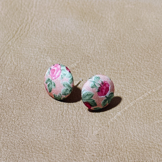Pink Floral Button Stud