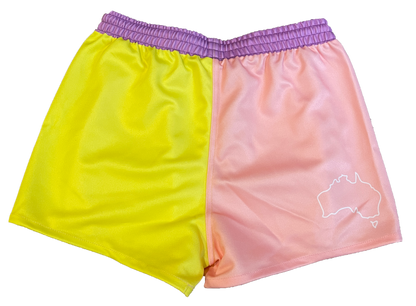 Theodore Footy Shorts - Pink & Yellow