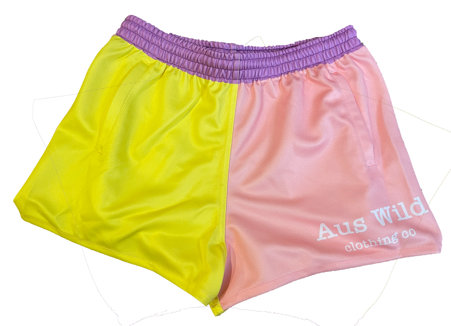 Theodore Footy Shorts - Pink & Yellow